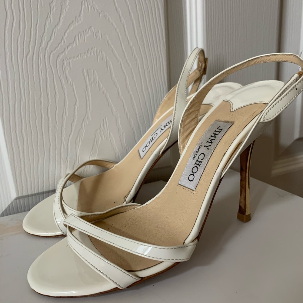 JIMMY CHOO WHITE STRAPPY HEELS US SIZE 6